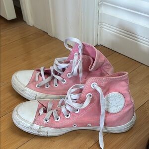 Converse Pink and White Athletic High-Top Sneakers